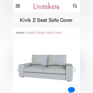 Lindakale slipcover for IKEA Kivik 2 Seat Sofa in blush pink velvet.  New.